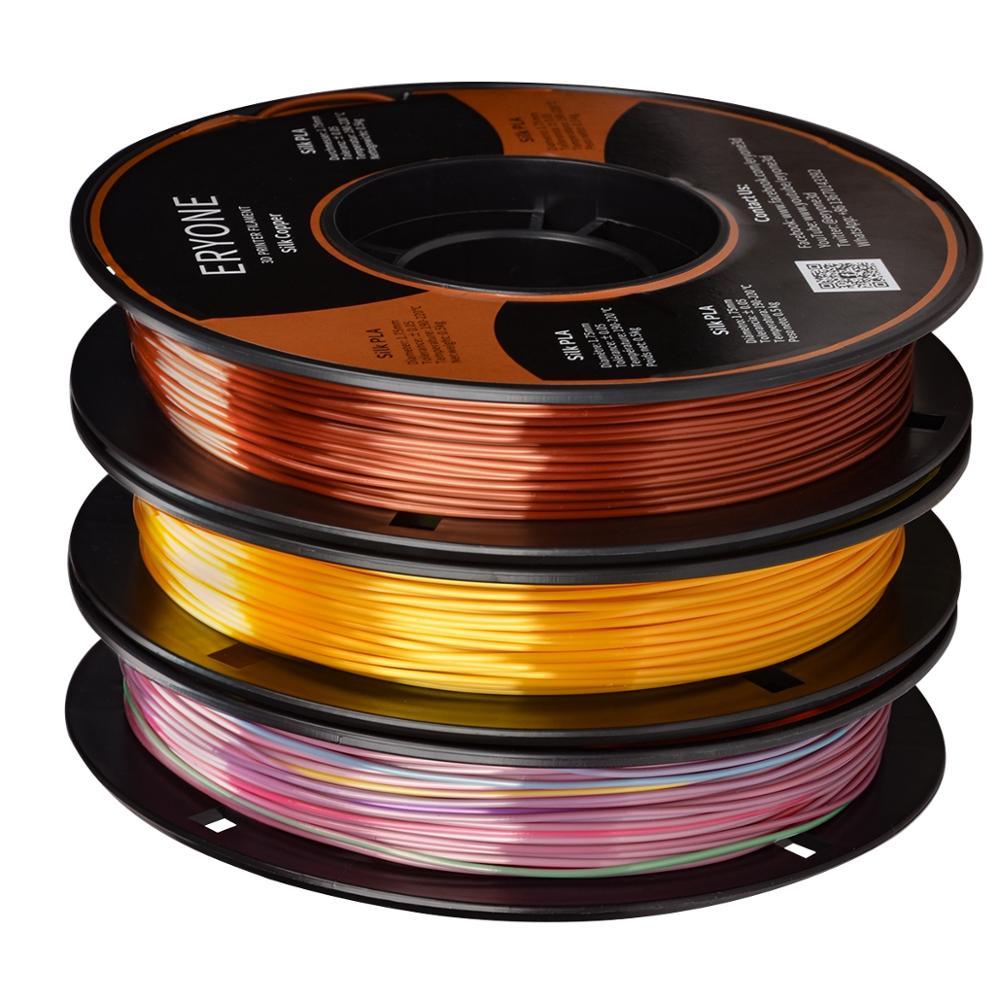 ERYONE 3 bobine da 1,5 kg di mini filamento PLA arcobaleno di seta da 1,75 mm per stampante FDM 3D