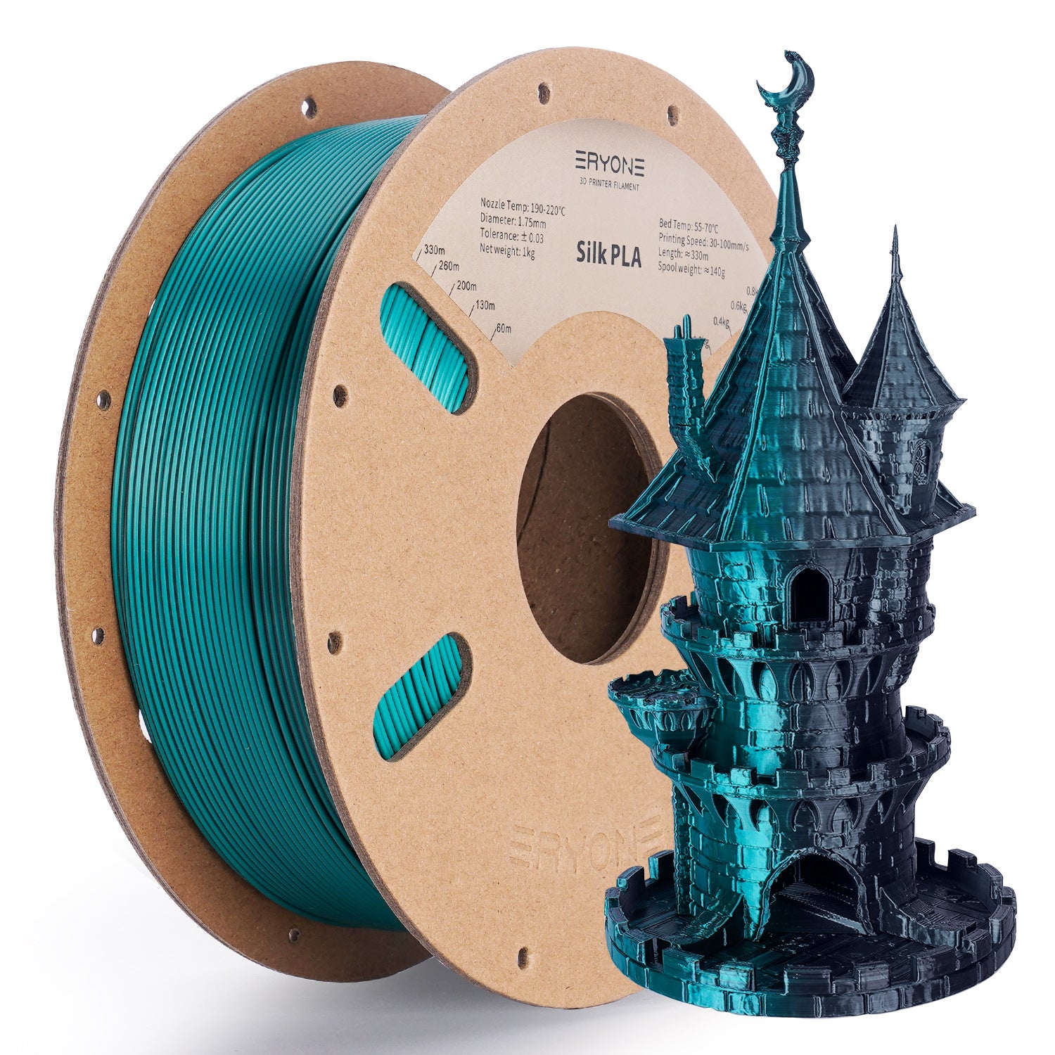 ERYONE 1kg (2,2LBS)/Spool 1,75mm seta a doppio colore PLA filamento per stampanti 3D, precisione +/- 0,03 mm