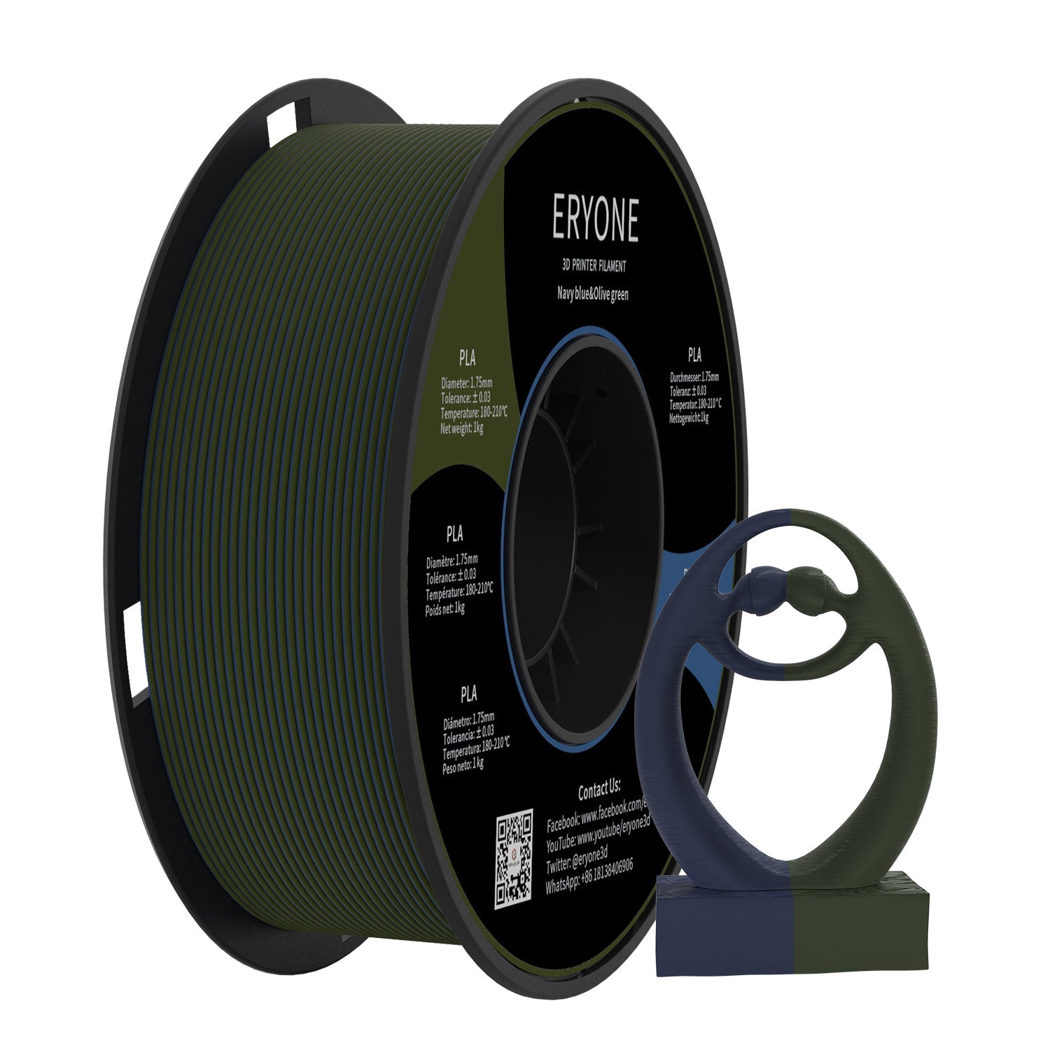 ERYONE 1kg (2.2LBS)/Spool 1.75mm Matte Dual-Color PLA Filament per stampanti 3D, precisione +/- 0.03 mm