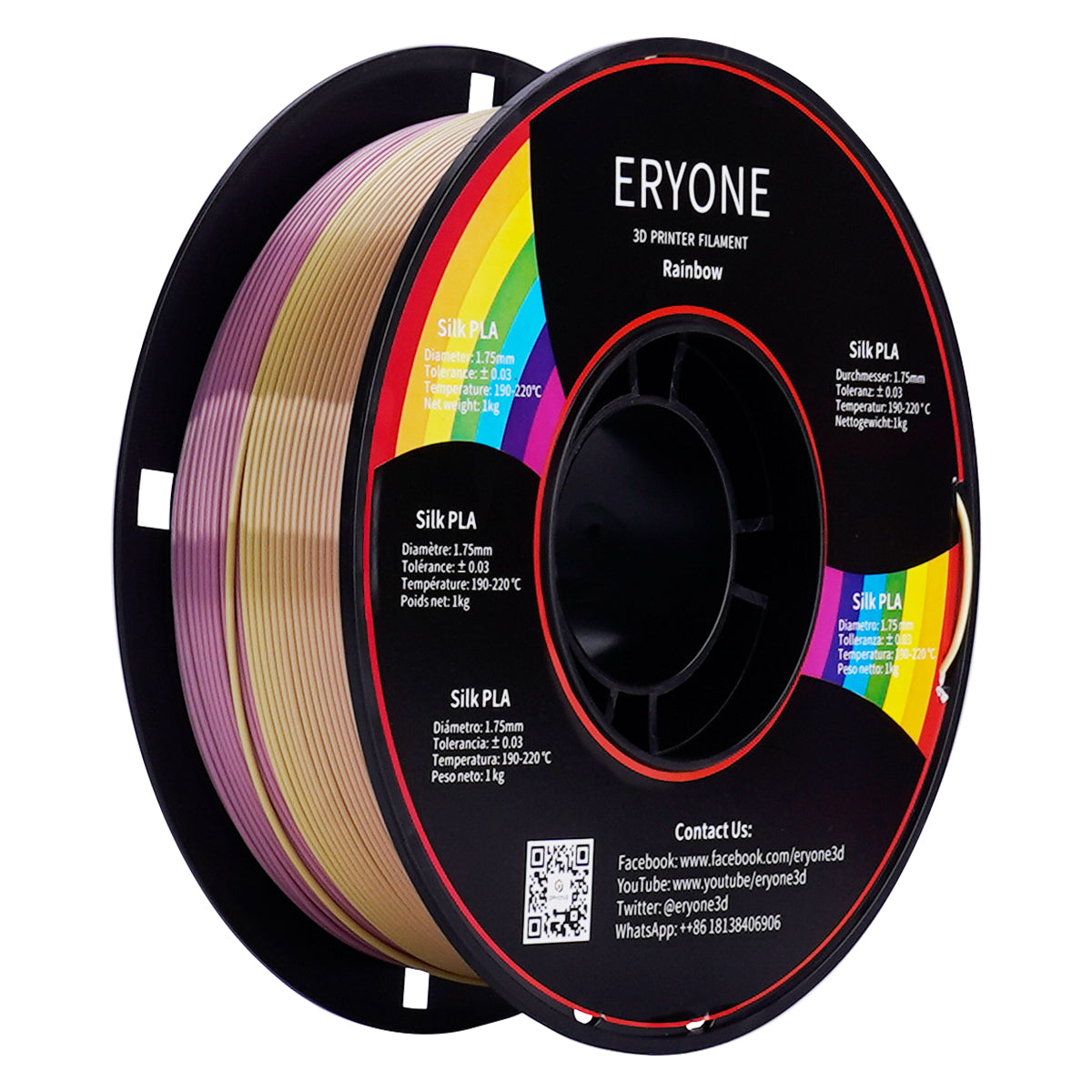 ERYONE Filamento PLA arcobaleno da 1,75 mm per stampante 3D 1 kg /pool